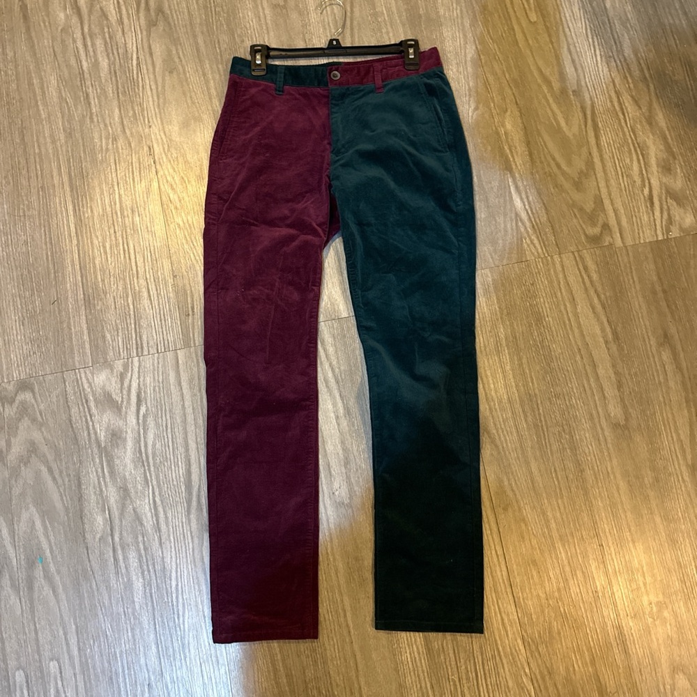 Bonobos Burgundy and Teal Corduroy Pants